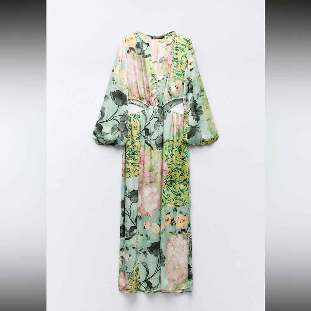 ZARA FLORAL PRINT CUT OUT DRESS - Picture 2 of 16